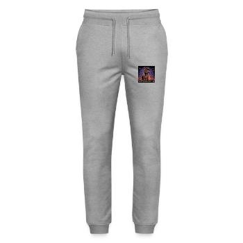 Sternschnuppe Schmetterlingsmandalamagic - Stanley/Stella Unisex Bio Jogginghose Mover  - Grau meliert - Vorne - Marisol (170cm) & Nik (191cm)