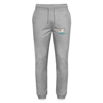 j'peux pas j'ai manga idée cadeau manga et anime - Pantalon de jogging bio MOVER Stanley/Stella unisexe - gris chiné - Devant - Marisol (170cm) & Nik (191cm)