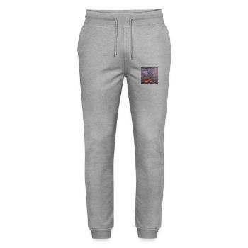 Lila Wolken - Stanley/Stella Unisex Bio Jogginghose Mover  - Grau meliert - Vorne - Marisol (170cm) & Nik (191cm)