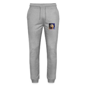 L’heure dorée du bitcoin - Pantalon de jogging bio MOVER Stanley/Stella unisexe - gris chiné - Devant - Marisol (170cm) & Nik (191cm)