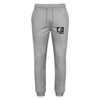 Bitcoin To the Moon - Stanley/Stella Mover Unisex Organic Jogging Trousers - heather grey - Front - Marisol (170cm) & Nik (191cm)