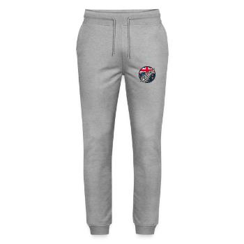 New Zealand Aotearoa Kiwi 4 - Stanley/Stella Mover Unisex Organic Jogging Trousers - heather grey - Front - Marisol (170cm) & Nik (191cm)