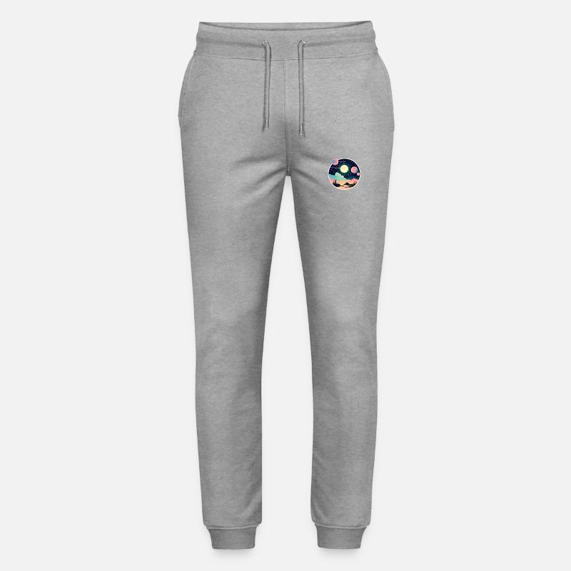 Mond Landschaft Illustration - Stanley/Stella Unisex Bio Jogginghose Mover  - Grau meliert