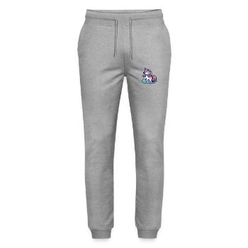 Cute Unicorn on a Cloud - Stanley/Stella Mover Unisex Organic Jogging Trousers - heather grey - Front - Marisol (170cm) & Nik (191cm)