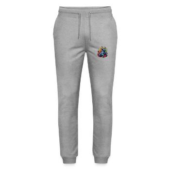 Colorful Raging Bull - 1 - Stanley/Stella Mover Unisex Organic Jogging Trousers - heather grey - Front - Marisol (170cm) & Nik (191cm)