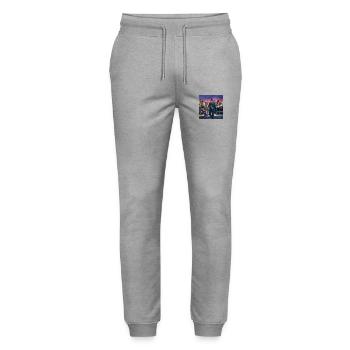LA GANSTA - Stanley/Stella Unisex Bio Jogginghose Mover  - Grau meliert - Vorne - Marisol (170cm) & Nik (191cm)