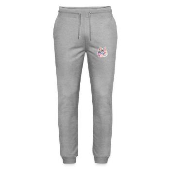 Perserkatze Wasserfarben - Stanley/Stella Unisex Bio Jogginghose Mover  - Grau meliert - Vorne - Marisol (170cm) & Nik (191cm)