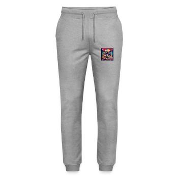 Cool Owl with Sunglasses Popart - Stanley/Stella Mover Unisex Organic Jogging Trousers - heather grey - Front - Marisol (170cm) & Nik (191cm)
