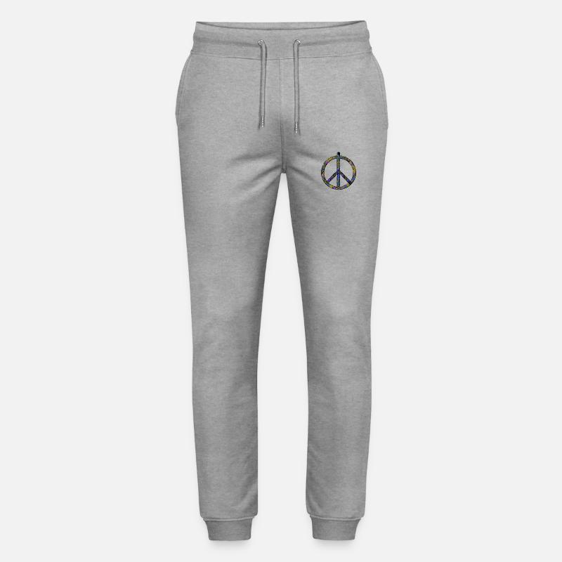 Abstract Harmony: Yellow-Blue Peace Rush - Stanley/Stella Mover Unisex Organic Jogging Trousers - heather grey