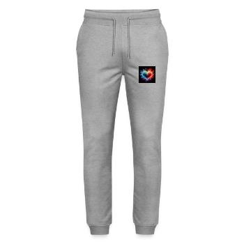 Fire burst heart rainbow - Stanley/Stella Mover Unisex Organic Jogging Trousers - heather grey - Front - Marisol (170cm) & Nik (191cm)