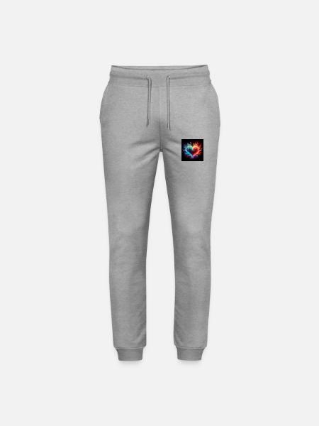Fire burst heart rainbow - Stanley/Stella Mover Unisex Organic Jogging Trousers - heather grey
