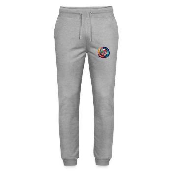 Planètes psychédéliques - Pantalon de jogging bio MOVER Stanley/Stella unisexe - gris chiné - Devant - Marisol (170cm) & Nik (191cm)