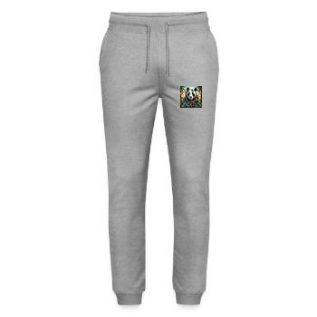 Tattoo / Tier / Kunst / cool / Comic / Panda - Stanley/Stella Unisex Bio Jogginghose Mover  - Grau meliert - Vorne - Marisol (170cm) & Nik (191cm)