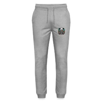 Tattoo / Tier / Kunst / cool / Comic / Panda - Stanley/Stella Unisex Bio Jogginghose Mover  - Grau meliert - Vorne - Marisol (170cm) & Nik (191cm)