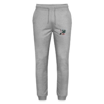 Samurai's Victory: Slaying the Sea Beast - Stanley/Stella Mover Unisex Organic Jogging Trousers - heather grey - Front - Marisol (170cm) & Nik (191cm)