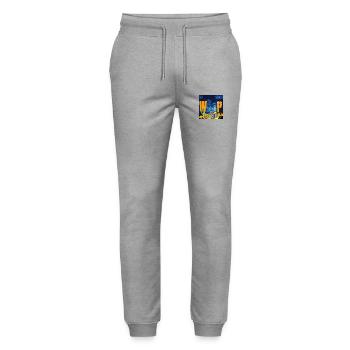 "WRAP & SKIP" Design von ALLEYHOP - Stanley/Stella Unisex Bio Jogginghose Mover  - Grau meliert - Vorne - Marisol (170cm) & Nik (191cm)