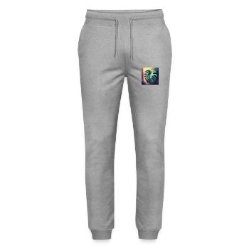 Monstera Leaf - Stanley/Stella Unisex Bio Jogginghose Mover  - Grau meliert - Vorne - Marisol (170cm) & Nik (191cm)
