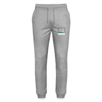 Plage d'été avec un parasol - Pantalon de jogging bio MOVER Stanley/Stella unisexe - gris chiné - Devant - Marisol (170cm) & Nik (191cm)