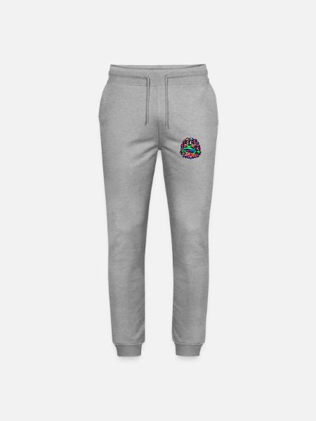 Psychedelic frog with mushrooms - Stanley/Stella Mover Unisex Organic Jogging Trousers - heather grey