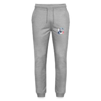 Russisch Blau Katze Wasserfarben - Stanley/Stella Unisex Bio Jogginghose Mover  - Grau meliert - Vorne - Marisol (170cm) & Nik (191cm)