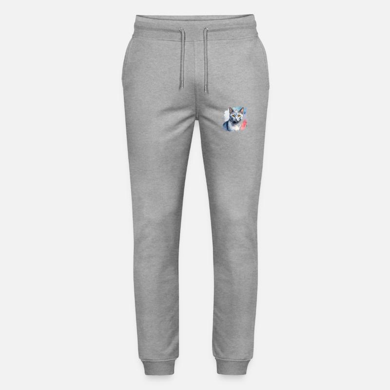 Russisch Blau Katze Wasserfarben - Stanley/Stella Unisex Bio Jogginghose Mover  - Grau meliert