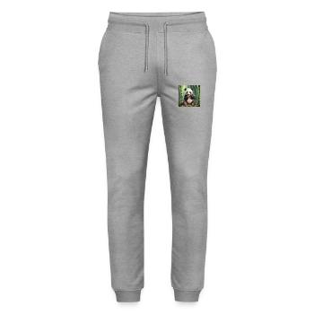 Panda - Stanley/Stella Unisex Bio Jogginghose Mover  - Grau meliert - Vorne - Marisol (170cm) & Nik (191cm)