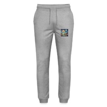 Lovers in Flight - Stanley/Stella Mover Unisex Organic Jogging Trousers - heather grey - Front - Marisol (170cm) & Nik (191cm)