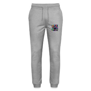 style de dessin animé de couleur néon chat chien art design cool - Pantalon de jogging bio MOVER Stanley/Stella unisexe - gris chiné - Devant - Marisol (170cm) & Nik (191cm)