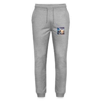 Paresseux Vagabond Surfeur - Pantalon de jogging bio MOVER Stanley/Stella unisexe - gris chiné - Devant - Marisol (170cm) & Nik (191cm)