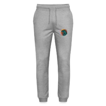 Chillzilla – Retro Monster Vibes - Stanley/Stella Unisex Bio Jogginghose Mover  - Grau meliert - Vorne - Marisol (170cm) & Nik (191cm)