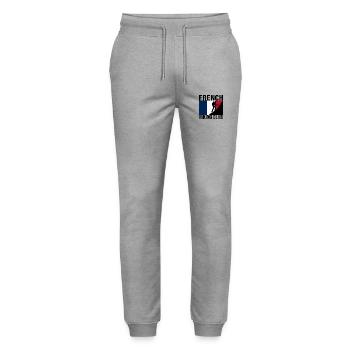 French Hiking Club Hiking Shirt - Stanley/Stella Mover Unisex Organic Jogging Trousers - heather grey - Front - Marisol (170cm) & Nik (191cm)