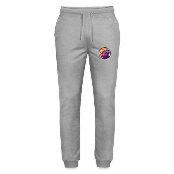 Dinosaur triceratops Comic - Stanley/Stella Mover Unisex Organic Jogging Trousers - heather grey - Front - Marisol (170cm) & Nik (191cm)