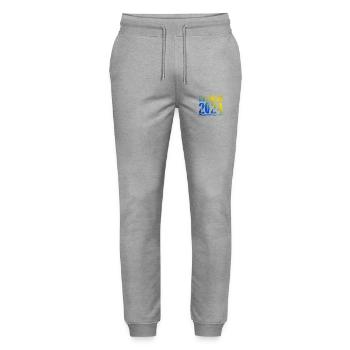 Amsterdam 2024 Colorful Holidays - Stanley/Stella Mover Unisex Organic Jogging Trousers - heather grey - Front - Marisol (170cm) & Nik (191cm)
