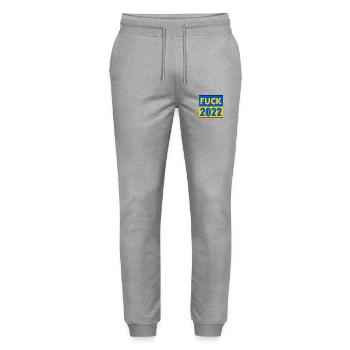Fuck 2022 - Stanley/Stella Unisex Bio Jogginghose Mover  - Grau meliert - Vorne - Marisol (170cm) & Nik (191cm)