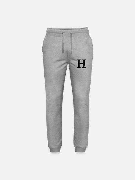 Letter H Initial letter - Stanley/Stella Mover Unisex Organic Jogging Trousers - heather grey