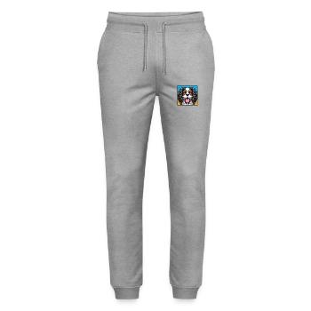 Roi Charles Cavalier Pop art - Pantalon de jogging bio MOVER Stanley/Stella unisexe - gris chiné - Devant - Marisol (170cm) & Nik (191cm)