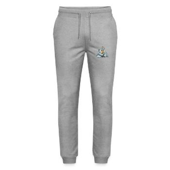 Lustiges Nashorn mit Korn - Stanley/Stella Unisex Bio Jogginghose Mover  - Grau meliert - Vorne - Marisol (170cm) & Nik (191cm)