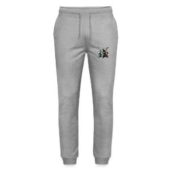 samurai maske - Stanley/Stella Unisex Bio Jogginghose Mover  - Grau meliert - Vorne - Marisol (170cm) & Nik (191cm)