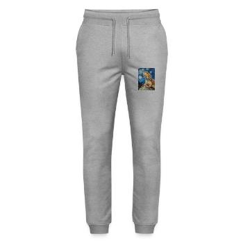 Bearded Dragons, Lizards, Van Gogh, Starry Night - Stanley/Stella Mover Unisex Organic Jogging Trousers - heather grey - Front - Marisol (170cm) & Nik (191cm)