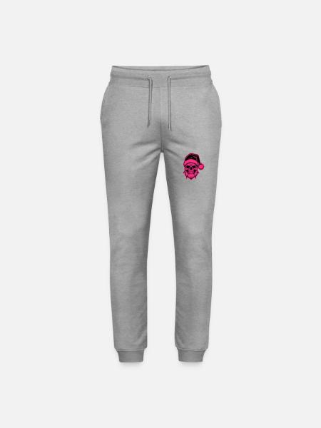 Santa Claus Skull - Stanley/Stella Mover Unisex Organic Jogging Trousers - heather grey