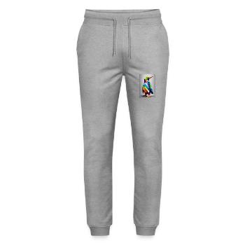 Origami Penguin - Stanley/Stella Mover Unisex Organic Jogging Trousers - heather grey - Front - Marisol (170cm) & Nik (191cm)