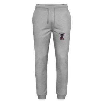 Ibiza 2024 Deer - Stanley/Stella Mover Unisex Organic Jogging Trousers - heather grey - Front - Marisol (170cm) & Nik (191cm)