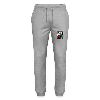 Polar Bear Portrait Polar Bear - Stanley/Stella Mover Unisex Organic Jogging Trousers - heather grey - Front - Marisol (170cm) & Nik (191cm)