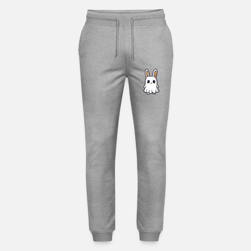 Bunny Halloween Comic Ghost - Stanley/Stella Mover Unisex Organic Jogging Trousers - heather grey