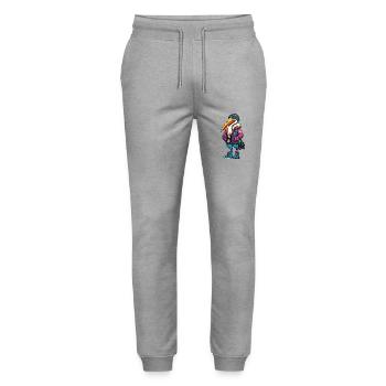 Pelican Bird Fashion Winter - Stanley/Stella Mover Unisex Organic Jogging Trousers - heather grey - Front - Marisol (170cm) & Nik (191cm)