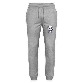Skull Halloween Skeleton Cartoon - Stanley/Stella Mover Unisex Organic Jogging Trousers - heather grey - Front - Marisol (170cm) & Nik (191cm)