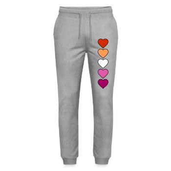 LGBTQ Pride Lesbian Heart Lesbian Flag Lesbian - Stanley/Stella Mover Unisex Organic Jogging Trousers - heather grey - Front - Marisol (170cm) & Nik (191cm)