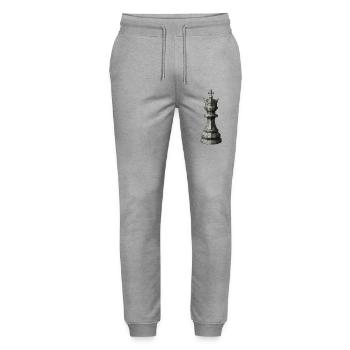 Chess King – Dark Geometric Illustration - Stanley/Stella Mover Unisex Organic Jogging Trousers - heather grey - Front - Marisol (170cm) & Nik (191cm)