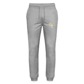 Christmas Team Colorful - Stanley/Stella Mover Unisex Organic Jogging Trousers - heather grey - Front - Marisol (170cm) & Nik (191cm)