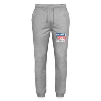 Break your Limits - Stanley/Stella Mover Unisex Organic Jogging Trousers - heather grey - Front - Marisol (170cm) & Nik (191cm)